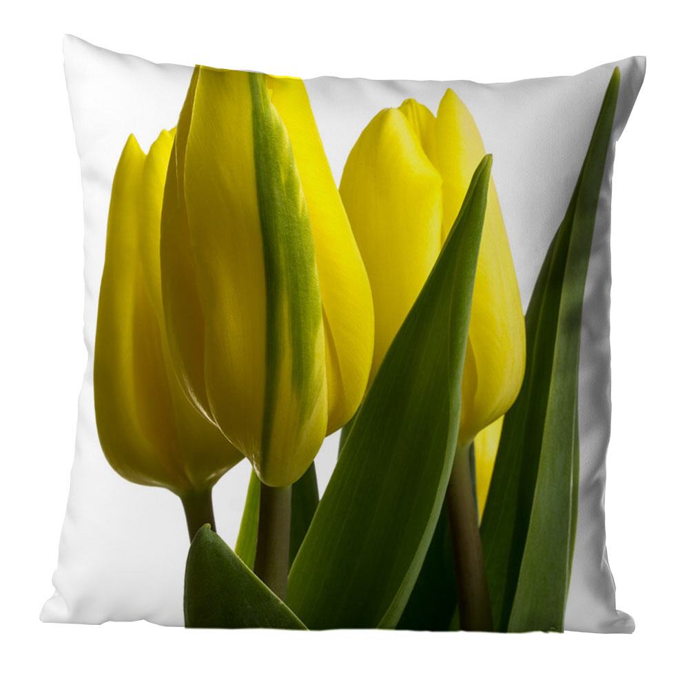 Drei gelbe Tulpen | Kissen, inkl. Reißverschluss und Inlett, waschbar bei 30°C